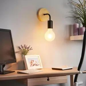 Modern Minimalist Wall Lamp E27 Bulb Base, Home Decor Lighting for Bedroom Staircase Study TV Background (bulbs Not Included)