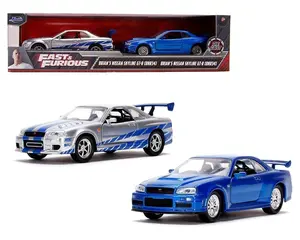 1:32 Brian’s Nissan Skyline GT-R (BNR34) Fast & Furious Twin Pack 31980 Diecast Model Car by Jada
