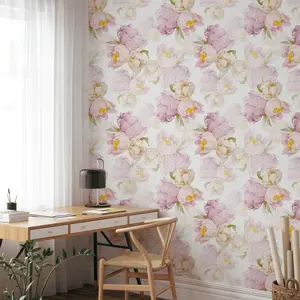 Large Pink Peony Peel and Stick Wallpaper