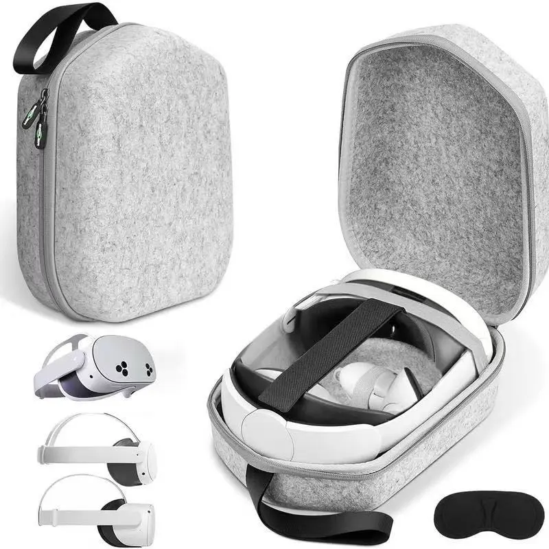 Hard Shell Handheld VR Headset Carrying Case for Oculus Meta Quest 3S/3/2, Compact Portable Aesthetic Dustproof Accessories for Travel & Storage, Protective Cover for VR Enthusiasts (Grey Smart Wearable Electronic Accessory)