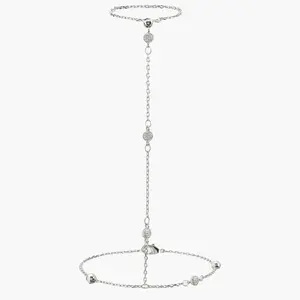 en route Golden Hojas Hand Chain Bracelet in Silver, Boho Silver-tone Jewelry, Lightweight Statement Piece for Everyday or Beach Outfits