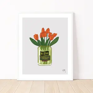 Pickle Art, Quirky Wall Art, Flower Art, Pickle Wall Art, Quirky Food Art, Kitchen Art, North Carolina Art, Poster No Frame
