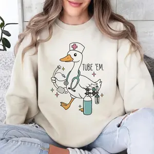 Funny Nurse Short Sleeve T-SHIRT / Sweatshirt, Tube Em Nurse T-Shirt, Goose Nurse TShirt, Respiratory Therapist Shirt, RT Shirt, Funny Therapist Gift Crewneck Womenswear
