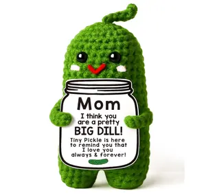 Mothers Day Birthday Gifts for Mom from Daughter Son, Handmade Crochet Pickle Plush “Big Dill” Gift for Mother in Law or Stepmom Mothers Day Keepsake, I Love You Mama Small Cute Decor