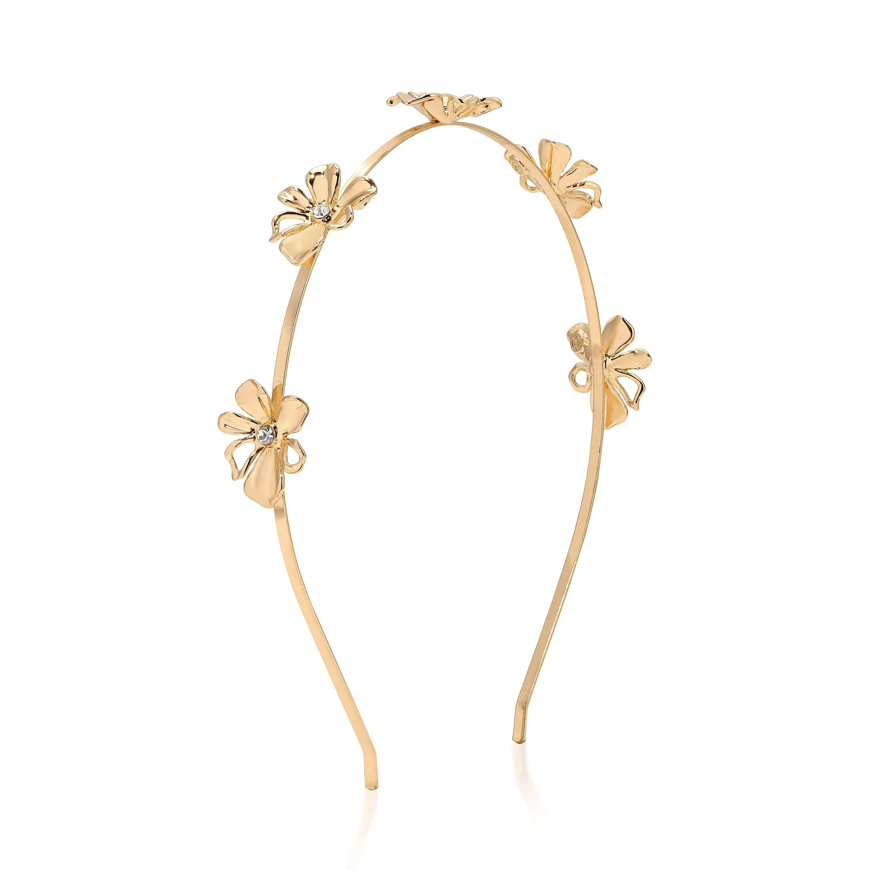 Ettika Petals Headband Gold Tone Crystal Floral Headband for Women