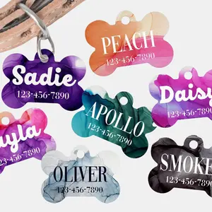 Watercolor Alcohol Ink Custom Dog Tags ID Tag With Pets Name