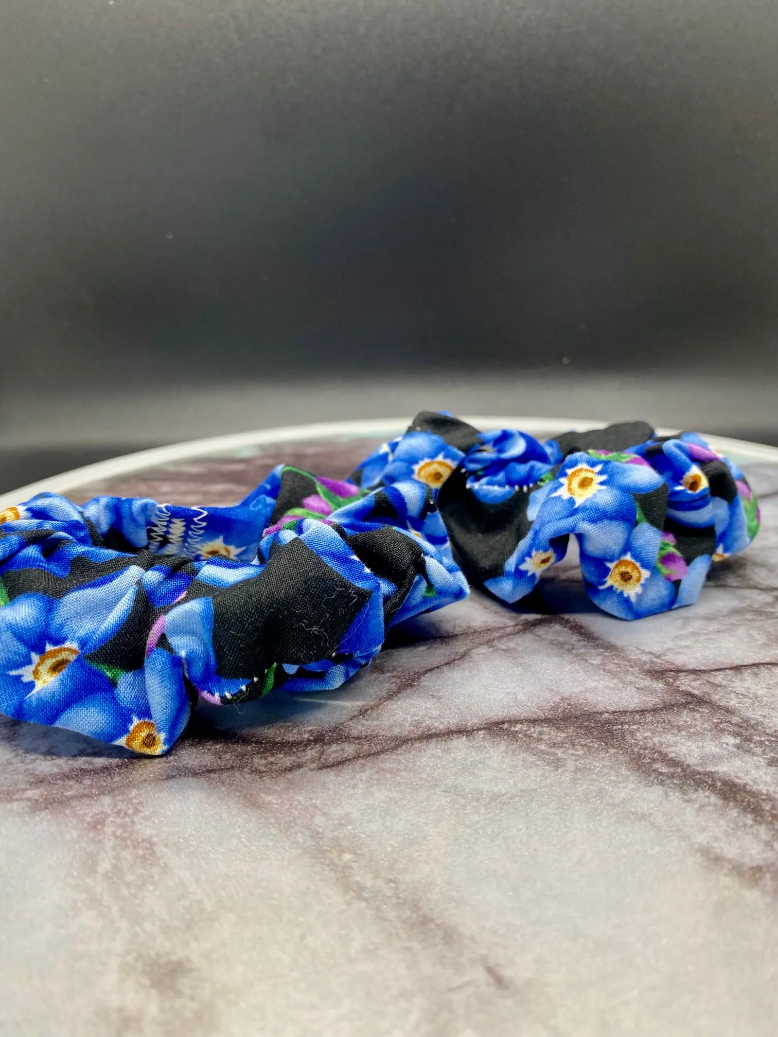Blue Flowers Hair Scrunchies