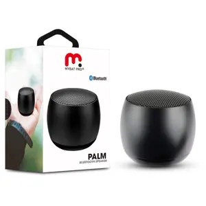 MyBat Pro Palm Mini Portable Wireless Speaker Black Bluetooth Enabled Compact Design for On-the-Go Audio