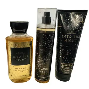 Into The Night Body Wash 10Fl oz, Fine Fragrance Mist 8 Fl oz, Body Cream 8 Fl oz.  Moisturizing Shea Butter