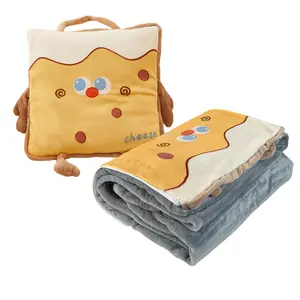 Blanket Pillow 2-in-1 -Coral Fleece - Comfortable & Cozy, Easy Clean & Dryable, Travel-Friendly, Versatile for Pillow/Blanket/Back Support