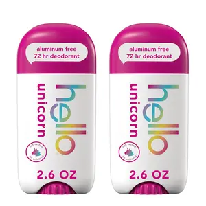 hello Unicorn Aluminum Free Deodorant for Women, Girls, Safe for Kids, Dermatologically tested, Natural Fragrance, 2 Pack