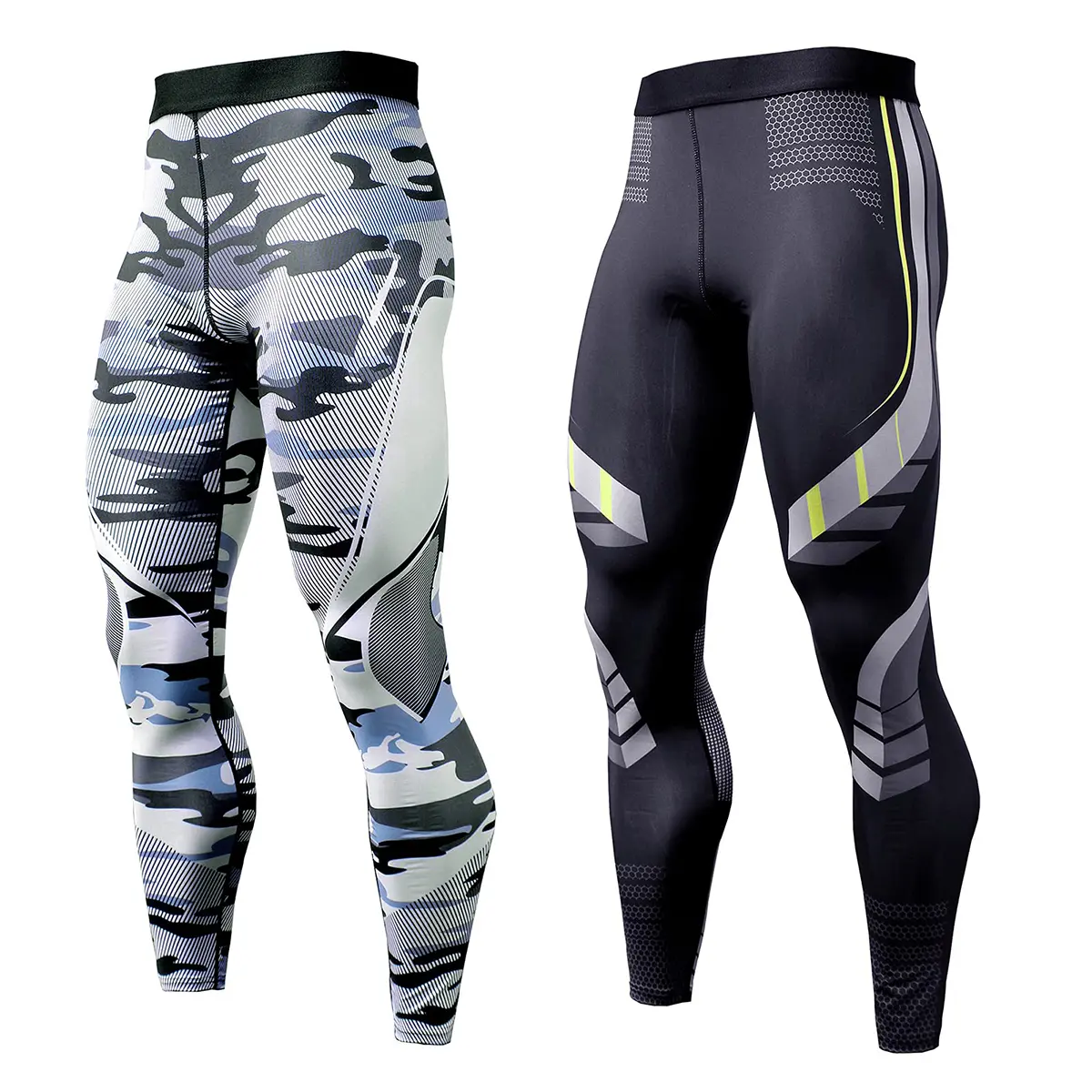 AYJKSEVEN Compression Pants Men UV Blocking Running Tights 1 or 2 Pack Gym Yoga Leggings for Athletic Workout
