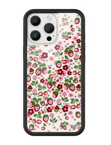 Wildflower Cases - Berry World, Limited Edition iPhone Case | Durable Cover Cute Aesthetic Girl Gift Fruity Floral Trendy Silver Emblem Protective