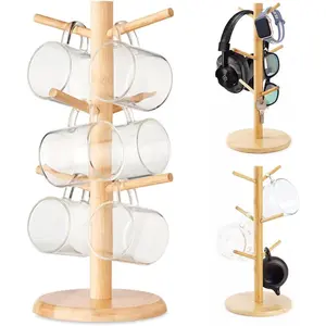 Mug Holder for Countertop Coffee Cup Organizer Mug Stand Mug Cup Tree Mug Rack Coffee Cup Stand 6 Hooks Coffee Mug Holder Kitchen Space Saver Coffee Bar Accessories