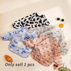 Waterproof Long Sleeve Bib, 1 Count Washable Feeding Bib, Soft Toddler Bibs for 6-24 Months, Baby Care & Health Supplies