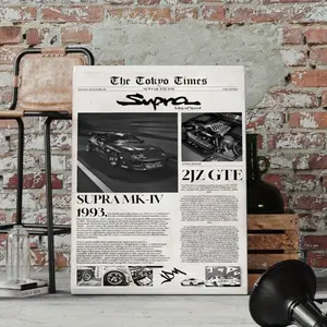 Supra MK4 Wall Art, 16x20inch Unframed Poster, JDM Car Technical Print, Y2K Garage Decor, Mens Space Wall Art, Vintage 2000s Style Car Enthusiast Poster