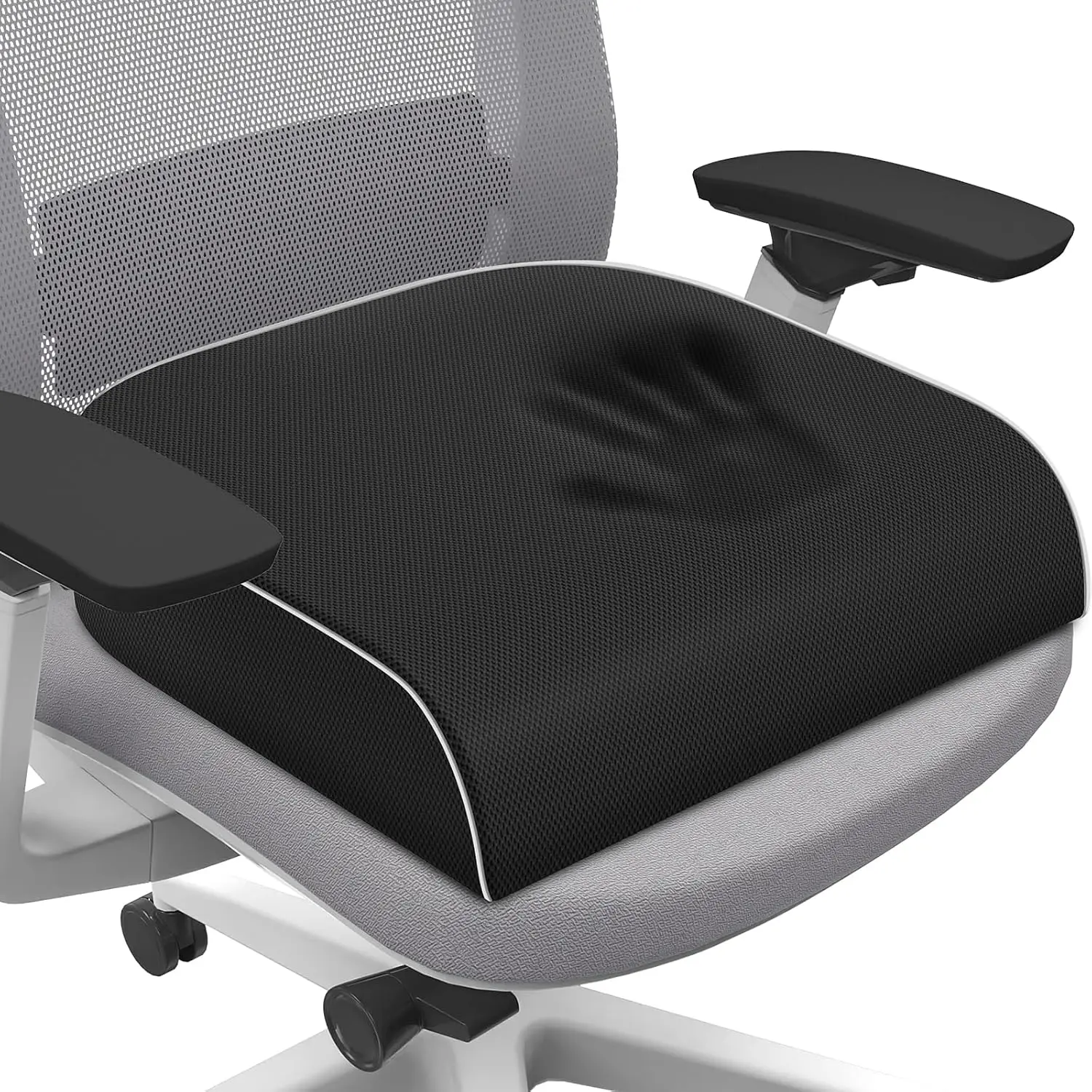 Seat Cushion for Taibone , Office Chair Cushion, Memory Foam Large Floor Cushions with Non-Slip Cover for Soft Support at Office Chair, Car Seat, Airplane, Bleacher Black/Large