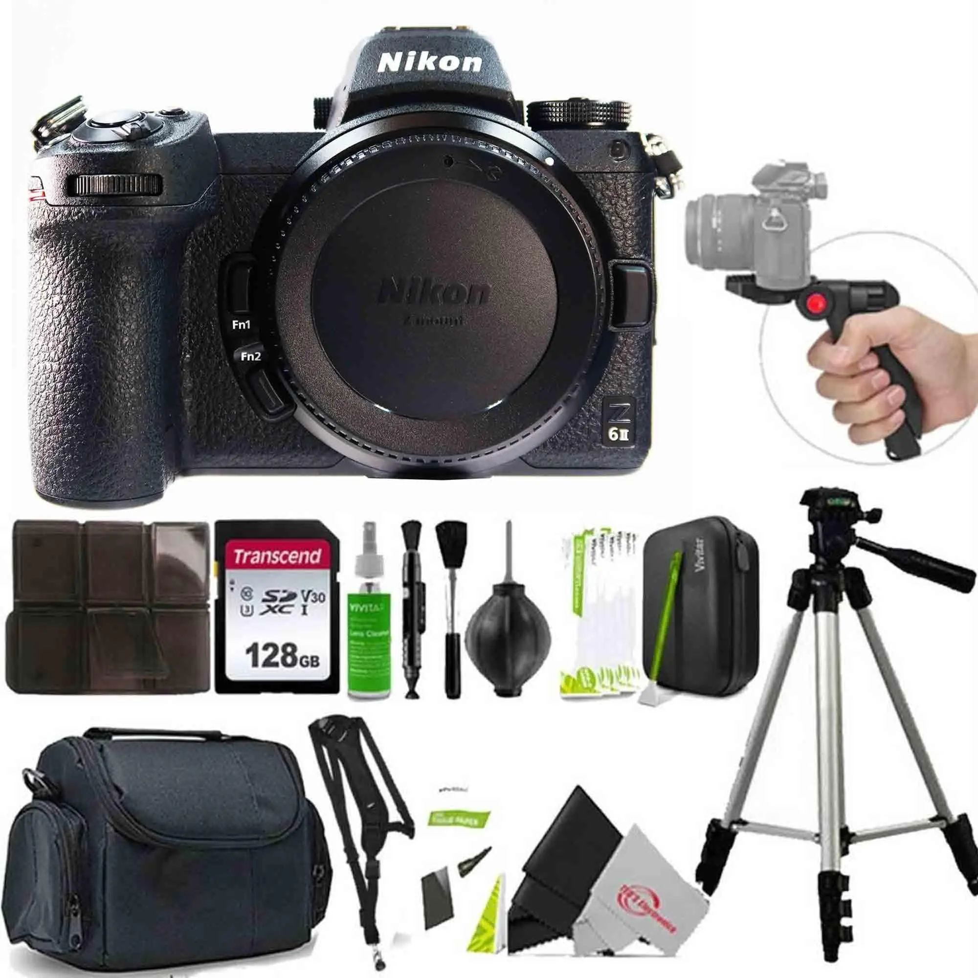 Nikon Z6 MKII FX-Format Mirrorless Digital Camera Body + 128GB Memory Card + Card Holder + Case + Sling Strap + Table Top Tripod + Tall Tripod + Professional Cleaning Kit