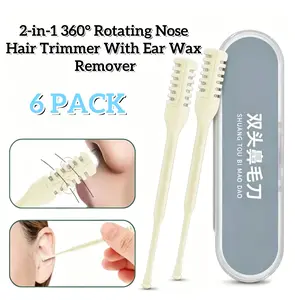 6Pack 2 in1 Manual 360° Rotating Nose Hair Trimmer Double Sided Stainless Steel Nasal Hair Cutter with Ear Wax Remover Portable Nose Hair Remover for Home Travel Daily Grooming