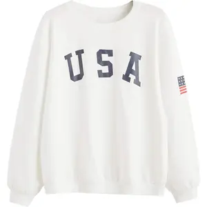 Women's Casual Long Sleeve Crew Neck USA Letter Print Pullover SweatshirtGift