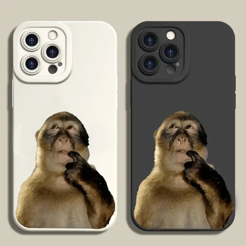Funny MEME Cute Monkey Pattern Phone Case - TPU Soft Silicone Cover & Casing, Full Protection Shockproof Accessory for iPhone 17,17e,16,15 Pro Max,14,13,12,11,X,Plus,Mini Smartphones