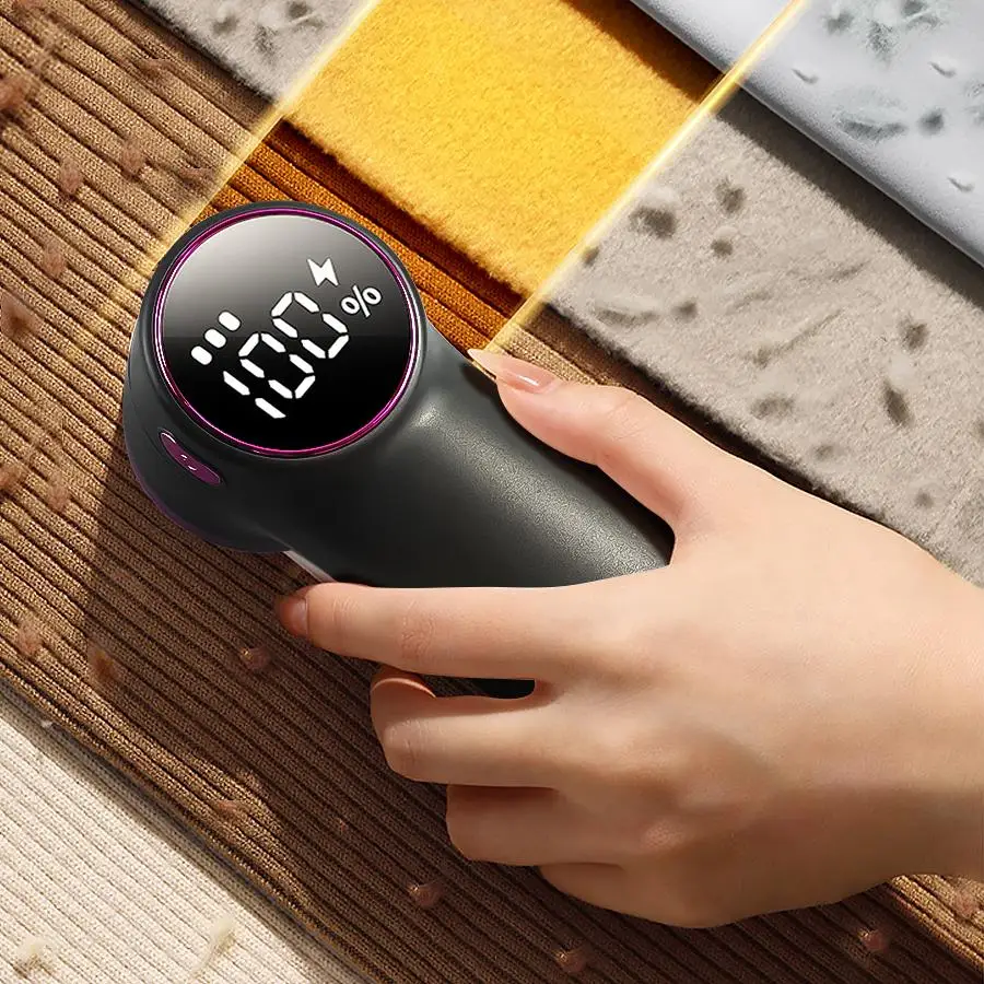 Electric Lint Remover, Portable Lint Shaver with 3-speed Adjustable & 6 Leaf Blades, Rechargeable Fabric Shaver with Digital LED Display for Sweater