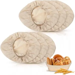 6 pcs Bread Banneton Proofing Basket Liner Cloth Cover Rattan Baking Dough Banneton Proofing Sourdough Basket Cloth Liner Bread Baking Supplies(Oval, 10 Inch)