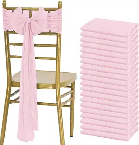 Showgeous 30-Pack Boho Cheesecloth Chair Sashes (60"x108") – Soft, Crinkled, Breathable Gauze Fabric for Rustic Wedding Decor, Valentine’s Day, Baby Shower, Bridal Shower, Birthday Parties, Romantic Dinners & Trendy 2026 Event Styling