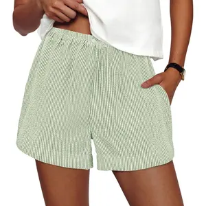 Women's Striped Boxer Shorts – Summer 2026 Trendy Casual Elastic Waist Lounge Sleep Pajama Bottoms Beach Shorts