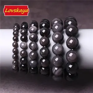 Lovskaya Ice Obsidian Natural Crystal Bracelet for Adults - Elegant Unisex Jewelry with Versatile Design for All Occasions