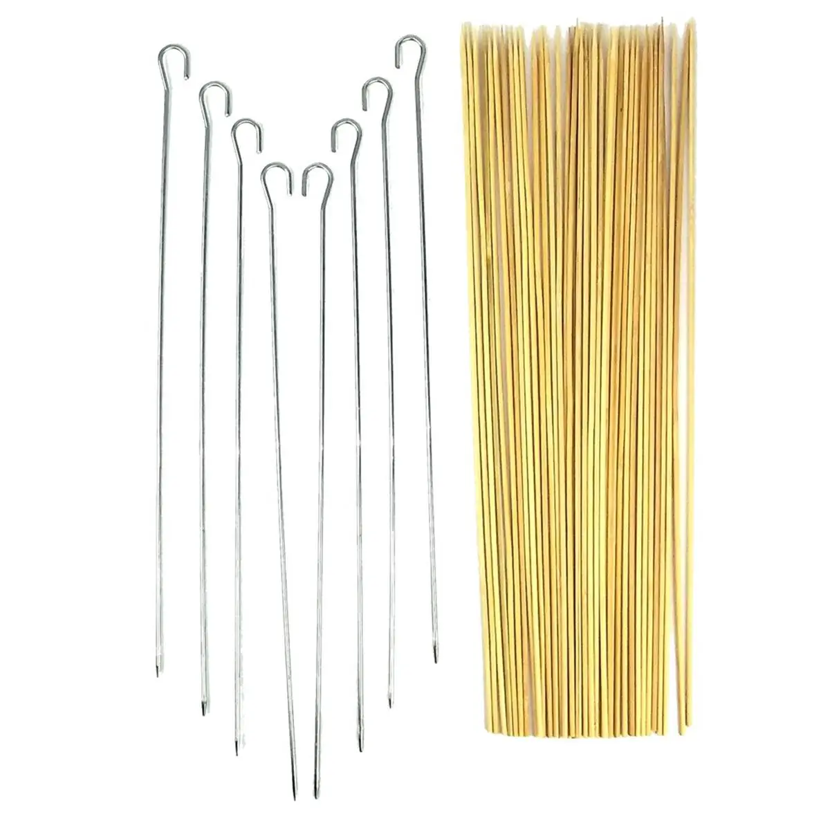 212 MAIN 48-Piece Kabob Skewer Set, 14 in. Stainless Steel & Wooden Utensils for Barbecue Enthusiasts, Dishwasher Safe, Fits All BBQs, Grill, Fits All Bbqs And Grills, Bbq Lovers, 2 Lbs, Durable