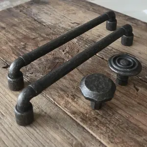 Rustic Black Iron Drawer Pulls | Farmhouse Cabinet Handles | Vintage Industrial Hardware