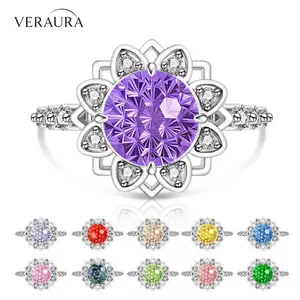 Vintage Floral Mandala Statement  Flower Ring, Hidden Overlap Adjustable Band (US 5-10), Spring jewelry 14K White Gold Plated Birthstone Inspired Ring for Women Worry-Free Gifting
