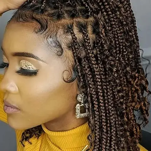 20 Inch Black & Brown Long Braided Lace Wigs for Women, Heat Resistant Gorgeous Fashion Fluffy Wigs with Baby Hair Bangs, Synthetic Material Wigs for Party, Daily Use, Synthetic Hair Braids