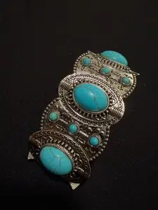 Vintage Turquoise Panel Stretch Bracelet -071