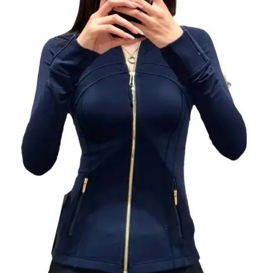 Navy Blue Gold Zipper Jacket