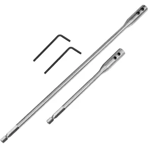 4 Pieces 1/4 Extension Drill Bit Set Wood Spade Drill Bit Extension, 6 and 12 Inches with 2 Pieces Key, Use with High-Carbon Steel Wood Spade