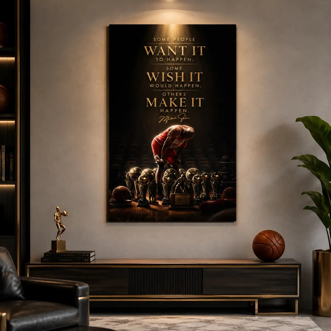 Michael Jordan GOAT Poster, Basketball Legend Wall Art, Canvas Print,Sports Icon Print for Game Room, Office, or Gym, Motivational Decor for Athletes