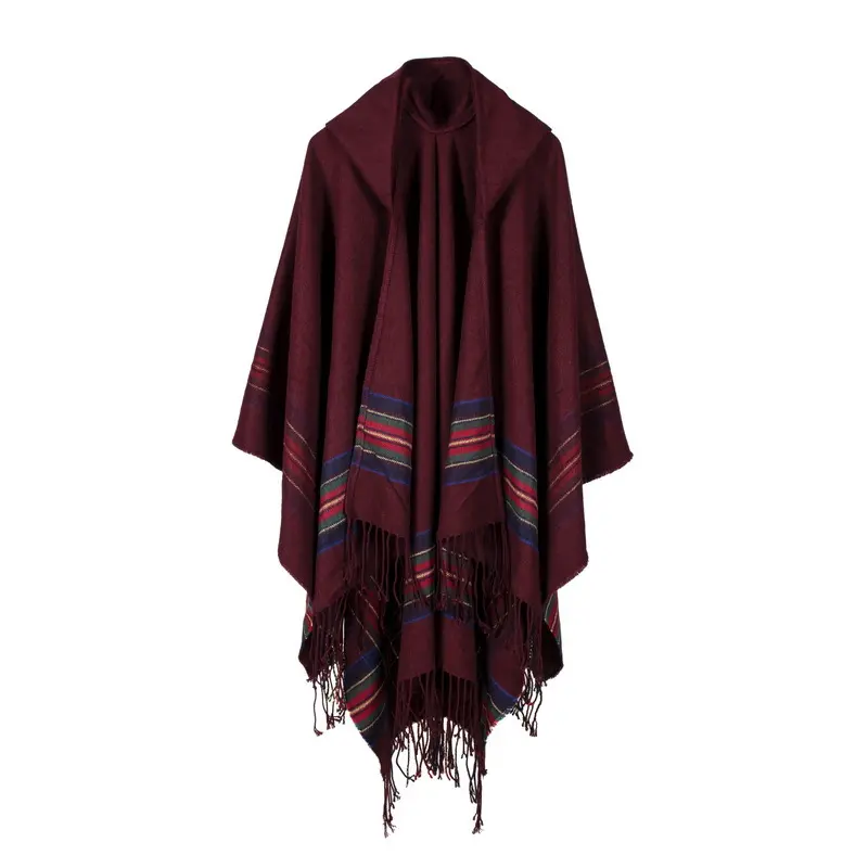 Scottish hooded cloak wine red