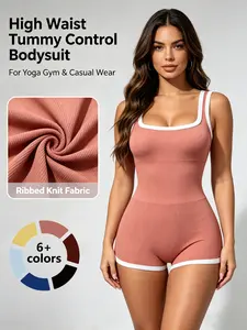 Women Summer One Piece Yoga Romper Shorts Soft Stretchy Flattering Slimming Workout Jumpsuit Casual Fashion Bodysuit Jumpers