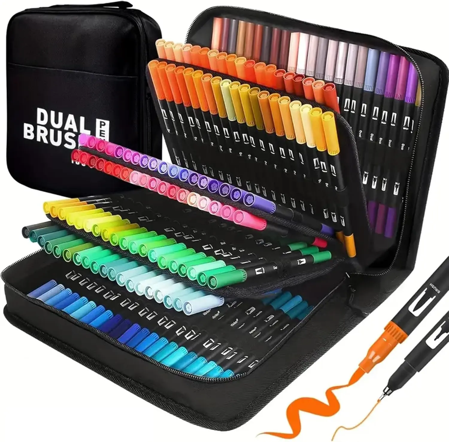 168 Color Dual Tip Brush Markers, Brush And Fineliner Coloring Brush Pens Set, Art Pen for Adults Coloring Books, Christmas Cards Drawing, Lettering, Calligraphy, Journaling, Doodling