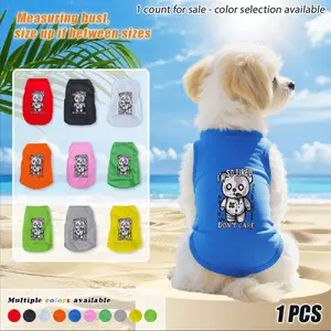 Pet vests in sizes S-2XL, featuring a melancholic graffiti bear print, pullover style, available in a variety of colors, lightweight and breathable for summer, suitable for both indoor and outdoor use, and fits all small dogs and cats.