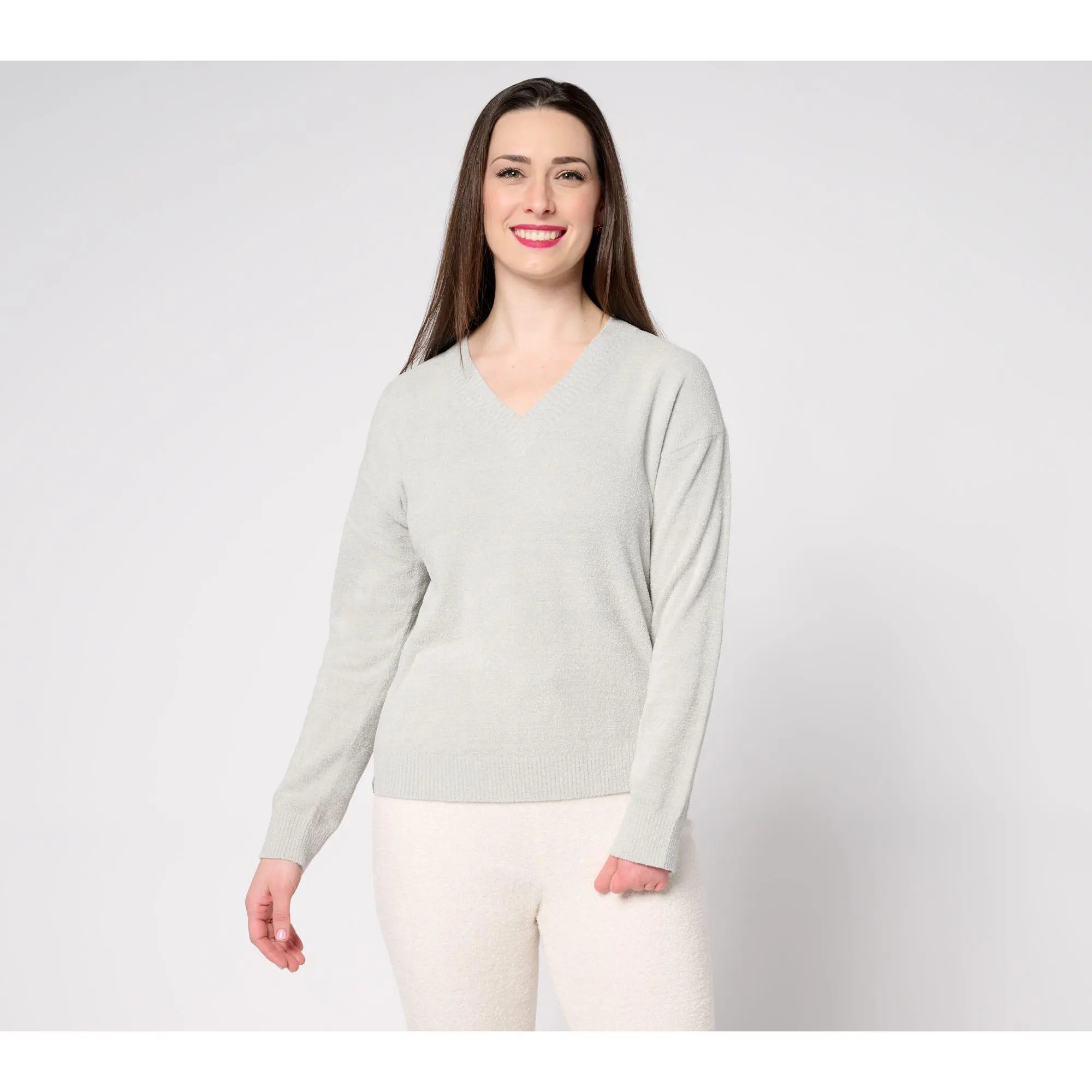 Barefoot Dreams CozyChic Ultra Lite Chevron Stitch V-Neck