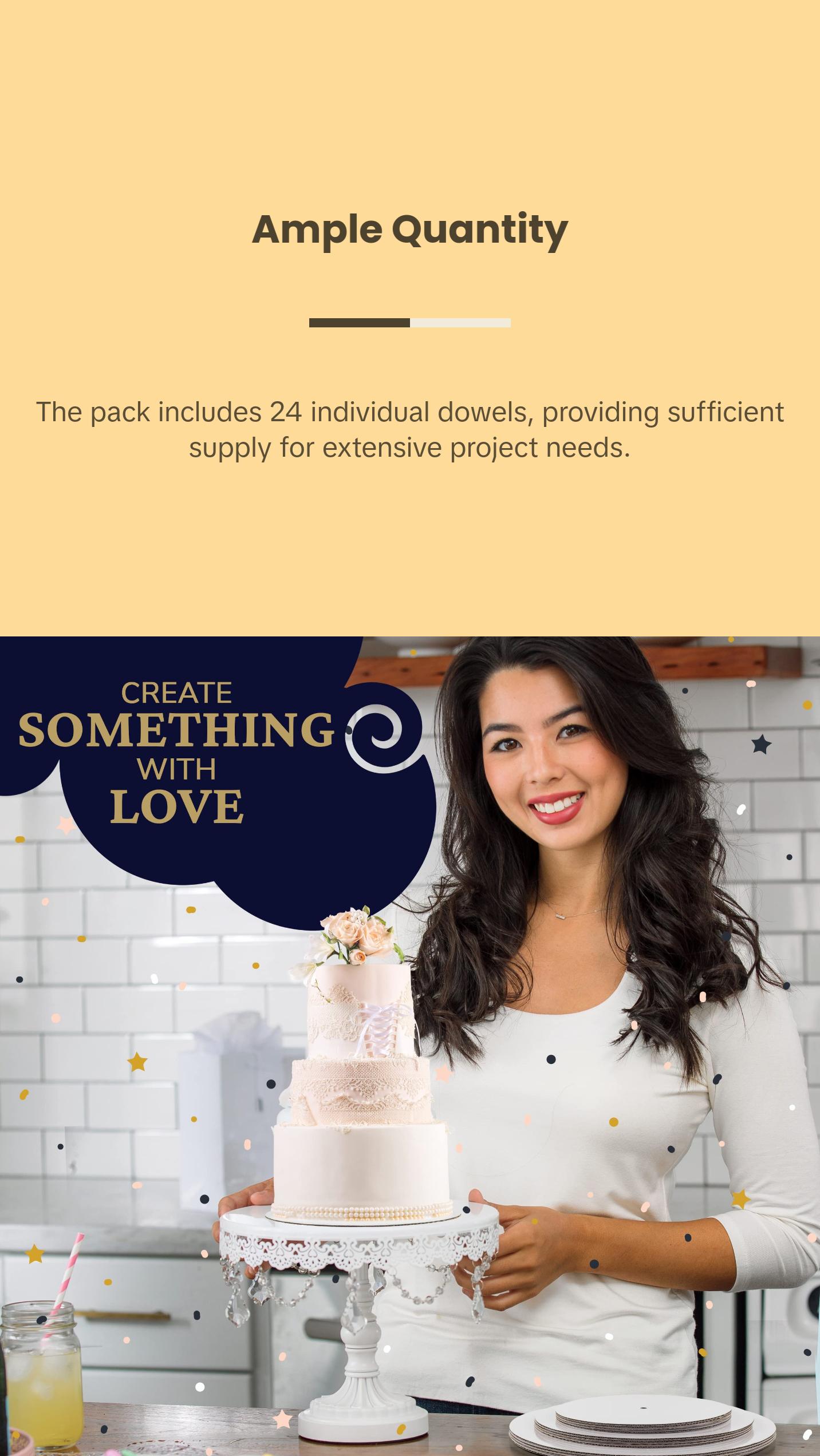 FromJenn Bamboo Cake Dowels for Baking - 12-Inch Rods, 24 Pieces, Ideal for Bakers and Crafts