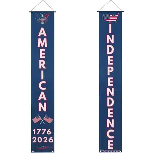 Independence 250th Anniversary Banner Set, Vertical Patriotic Hanging Banners, Red White Blue, Polyester, 30 x 180cm, 4th of July Decorations, Wall Porch Door Decor, 1776-2026