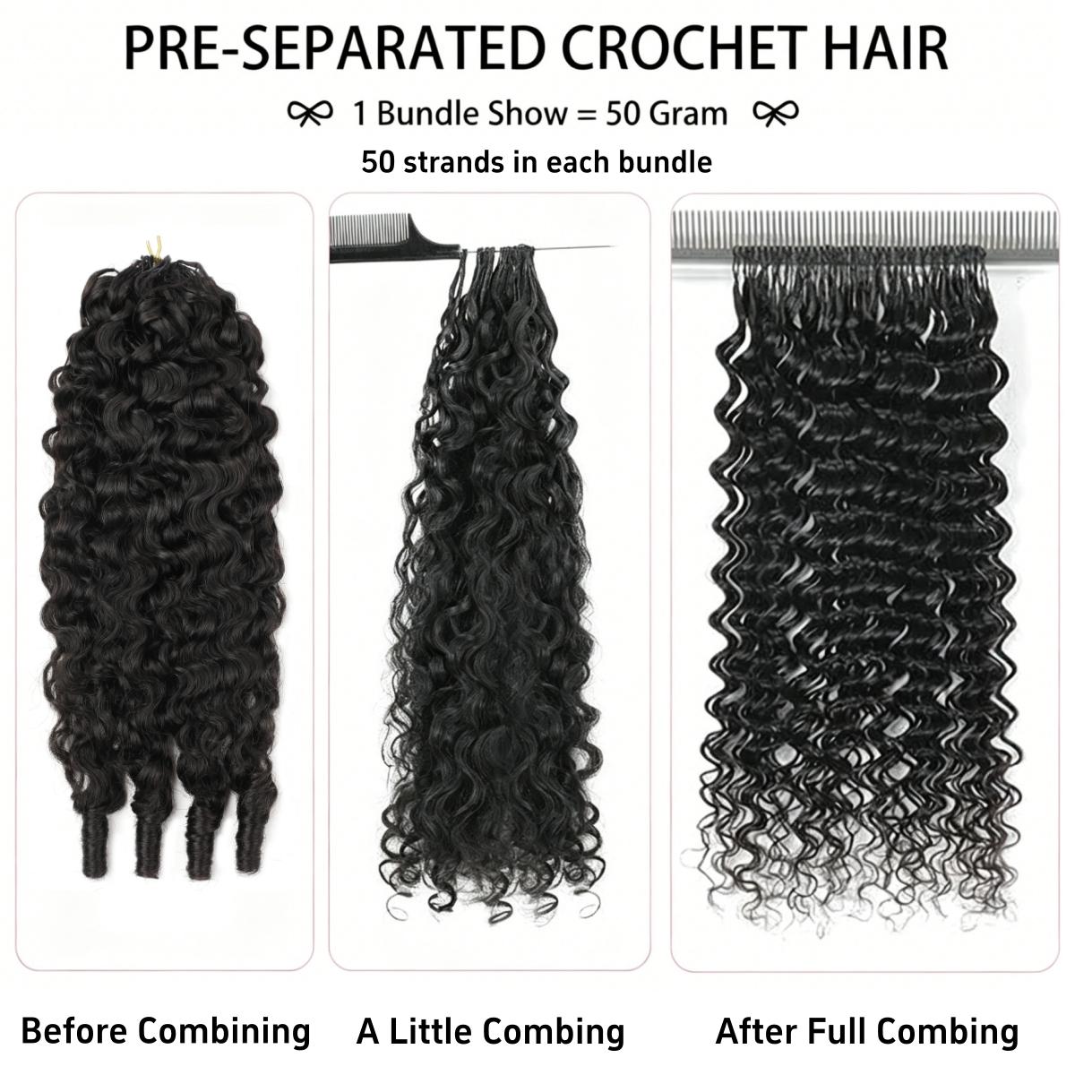 Feather Crochet 5 Packs Human Hair Extension Body Wave/Water Wave/Deep Wave/Burmese Curly/Pixie Curly Pre Separated Natural Black Lightweight 60g Packs Easy Install Full Look