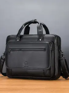 Men's Business Briefcase, 2025 New Style Fashionable Solid Color Handheld Shoulder Bag for Daily Travel Work Commute, Casual Versatile Zipper Briefcase for Men