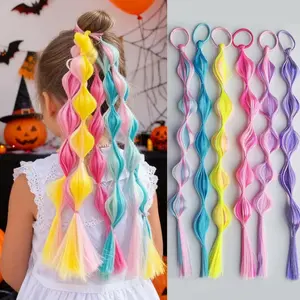 6 Pack Bubble Ponytail Extensions – 16 Inch Ombre Puff Braided Hairpieces with Elastic Bands