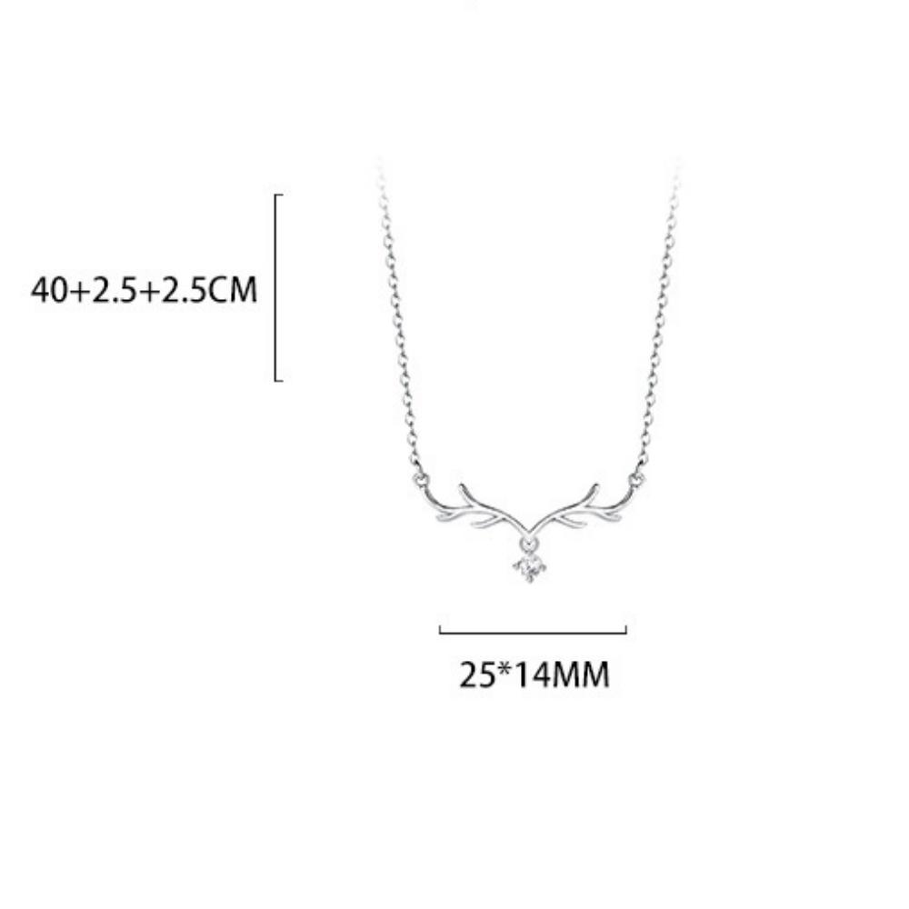 SheLuxeLife | S925 Sterling Silver "One Deer with You" Deer Antler Necklace for Women – Fresh Forest Style, Elegant Collarbone Chain, Christmas Gift