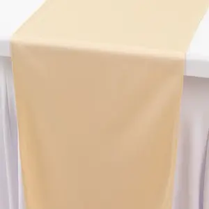 Scuba Polyester Table Runner 12"x108" Beige - Wrinkle-Free Table Linen